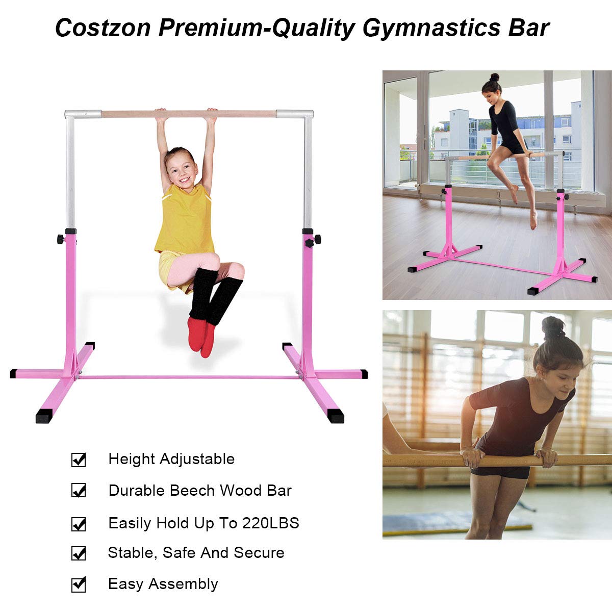 Costzon Junior Training Bar with 4ft Gymnastics Mat