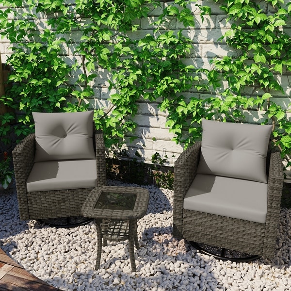 3 Pieces Outdoor Swivel Patio Furniture Set