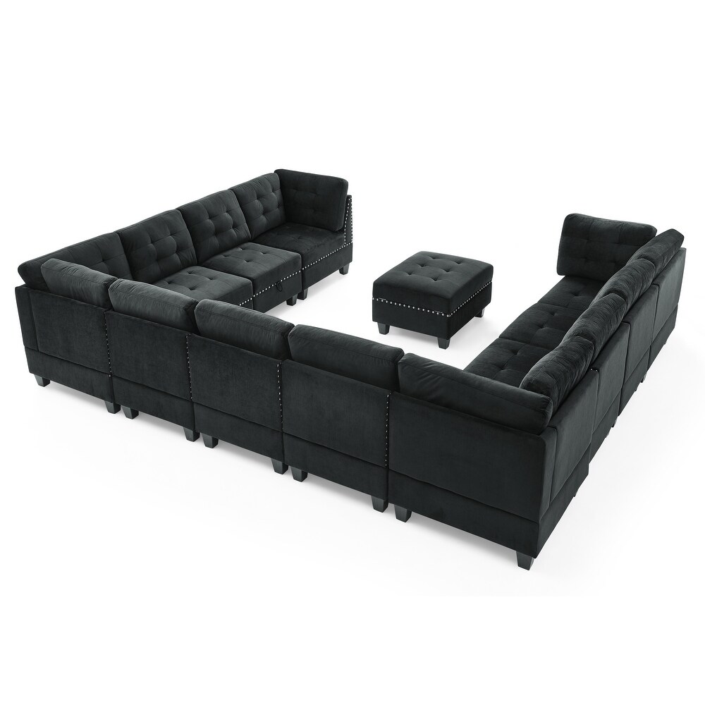 12 Piece U Shaped Modular Sectional Sofa with Bonus Storage