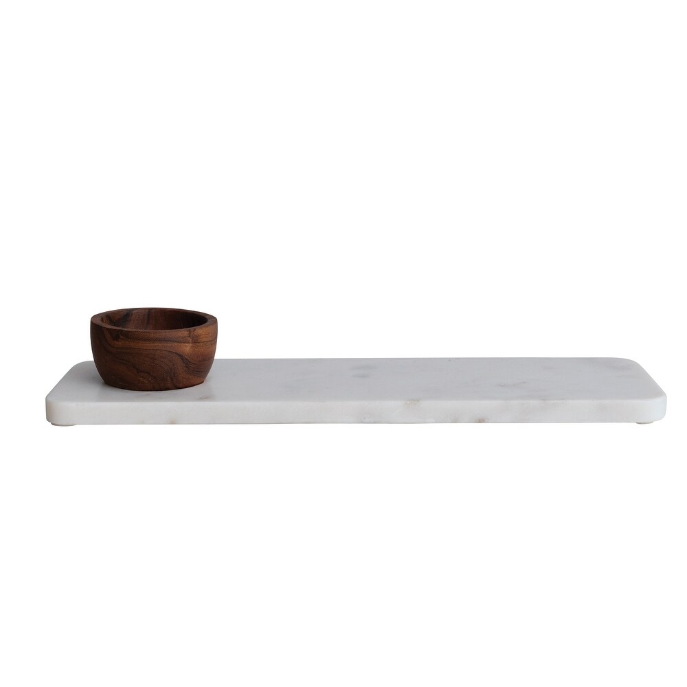 Marble Charcuterie Board with Acacia Wood Bowl   15.0\