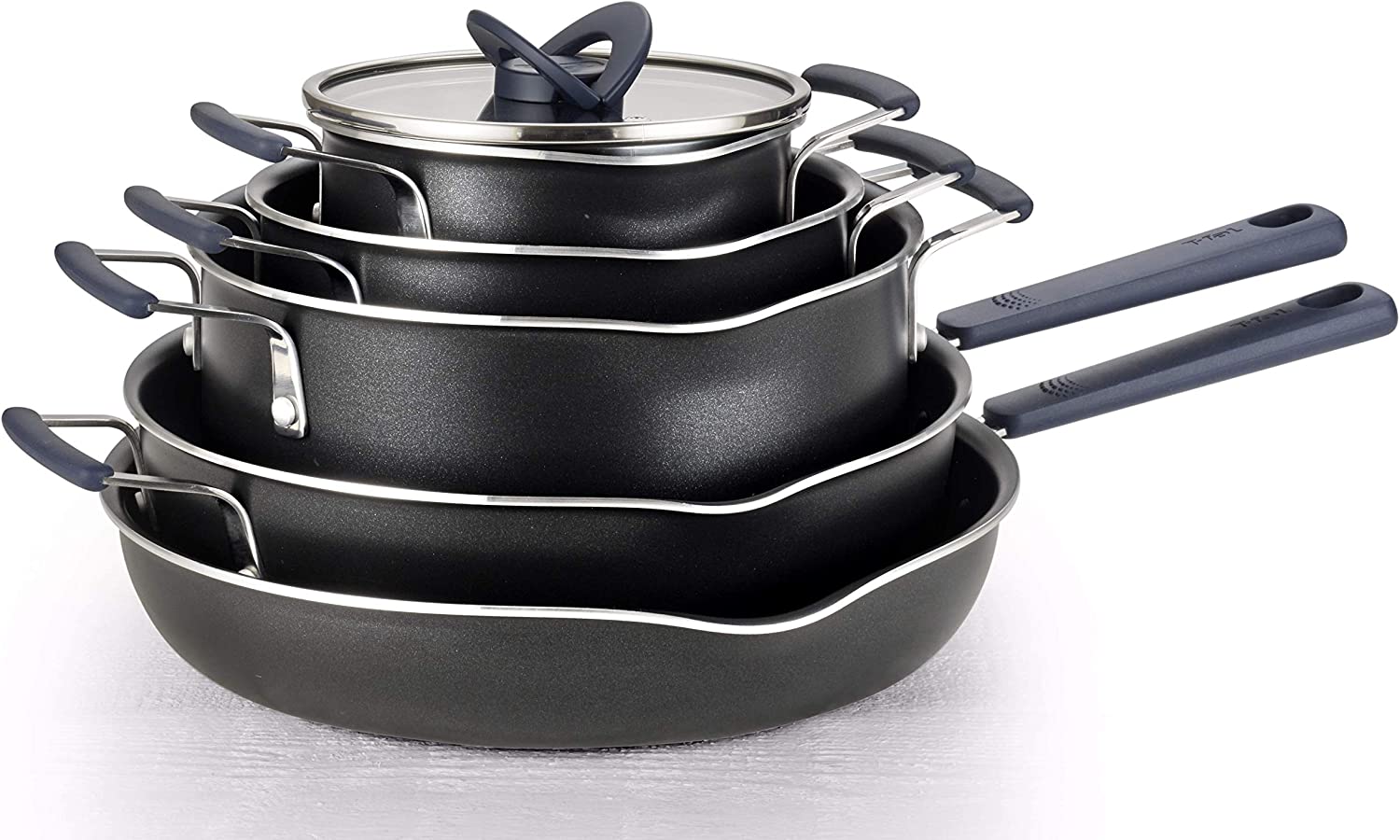 T-fal All-in-One Dishwasher Safe Cookware Set， 10-Piece， Black