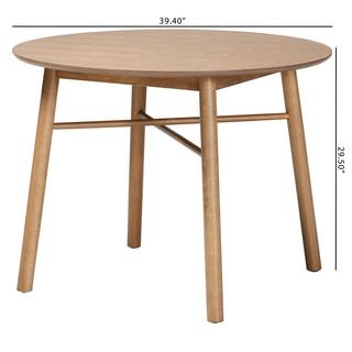 Baxton Studio Denmark 39.4 in. Round Oak Brown Wood Top Dining Table (Seats 4) 224-12947-HD