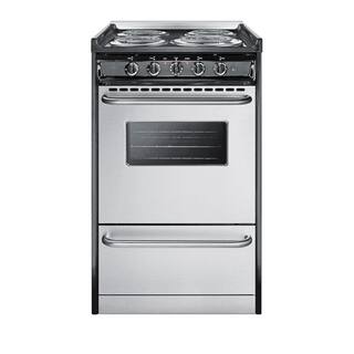 Summit Appliance 20 in. 2.5 cu. ft. Slide-In Electric Range in Stainless Steel TEM110BRWY