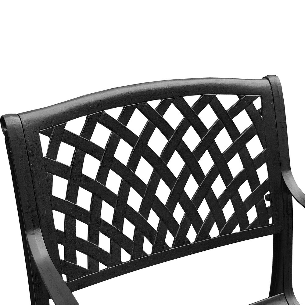 Outdoor Lattice 95 inch Bronze Oval Dining Set with Eight Arm Chairs