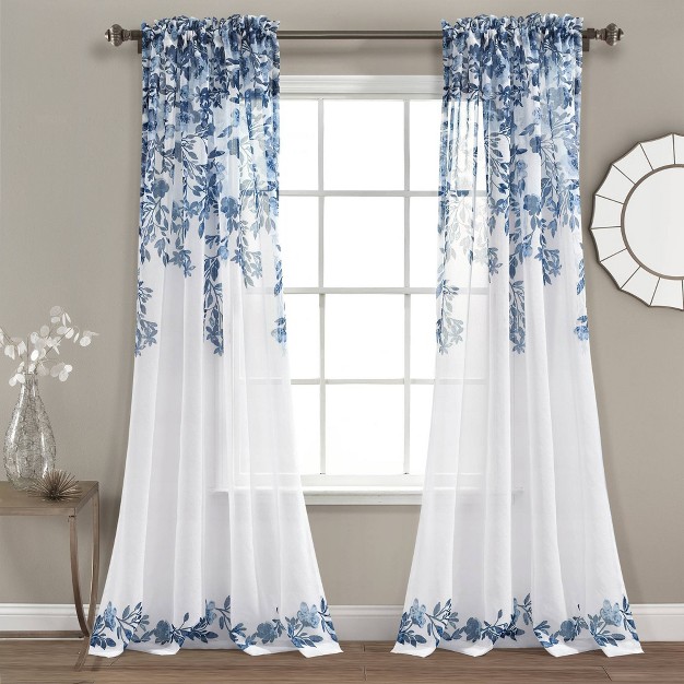 Sheer Tanisha Curtain Panels Navy white Lush D cor