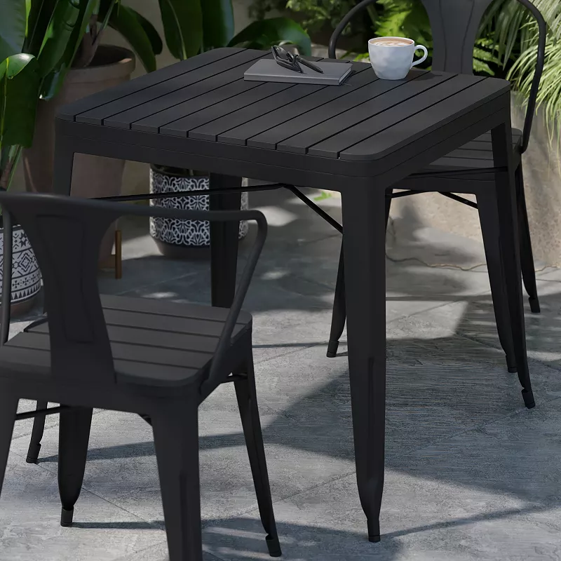 Flash Furniture Helvey Indoor / Outdoor Patio Dining Table with Slatted Top