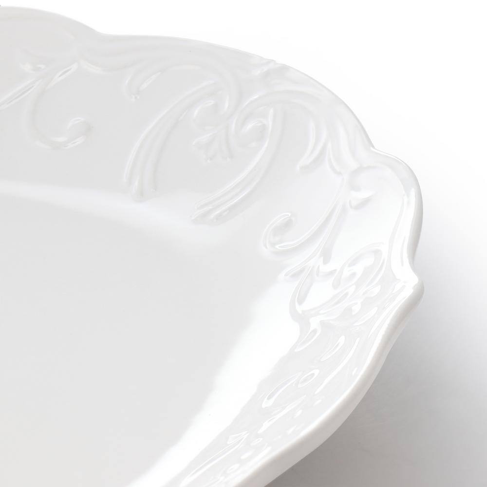 GIBSON HOME Bountiful Joy 18.75 in. x 14 in. White Durastone Stoneware Oval Platter 985120227M