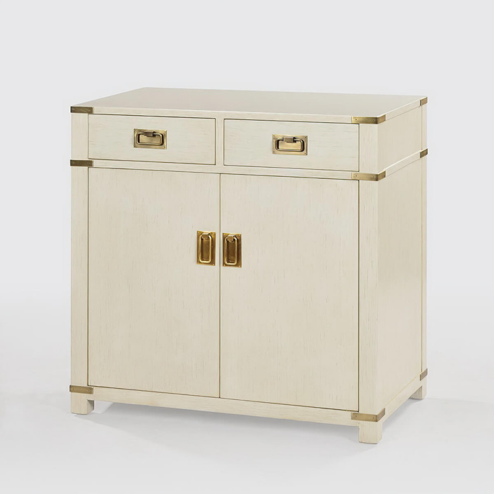 Campaign Style Cabinet Drift White   Transitional   Accent Chests And Cabinets   by English Georgian America  Houzz