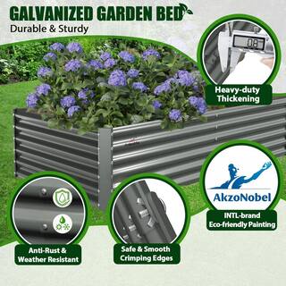 Cesicia 8 ft. x 4 ft. x 1.5 ft. Gray Metal Rectangle Above Ground Modular Planter Boxes jinxPBOXES7