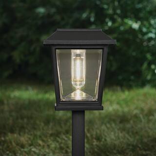 Hampton Bay 10 Lumens Craftsman Solar Black Integrated LED Path Light with Faux Retro Edison Bulb (4-Pack) 50203