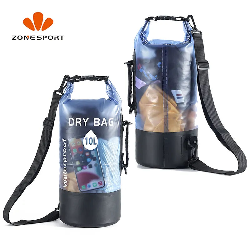 Custom LOGO Sealed Waterproof Kayak Deck Bag Backpack Transparent 10L 20L PVC Waterproof Dry Bag