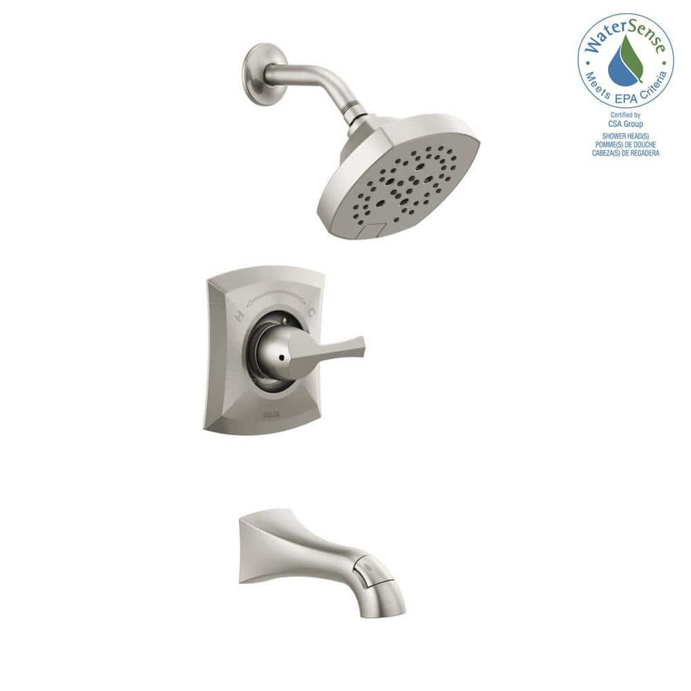 Delta Pierce SingleHandle 5Spray Tub and Shower Faucet in Spot Shield Brushed Nickel