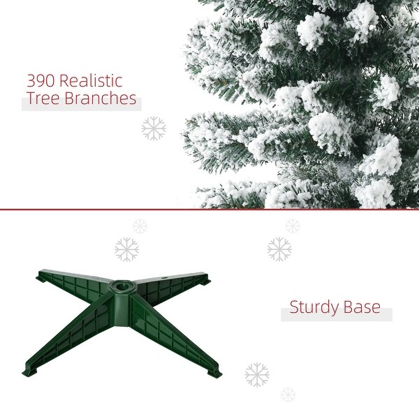 HOMCOM 6' Snow Flocked Artificial Pencil Christmas Tree，Slim Xmas Tree，Green