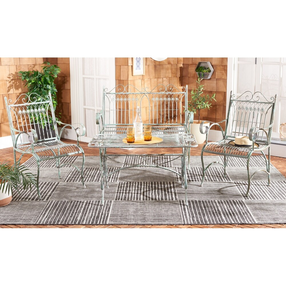 SAFAVIEH Outdoor Living Leah Victorian Scroll Iron 4 Piece Patio Set