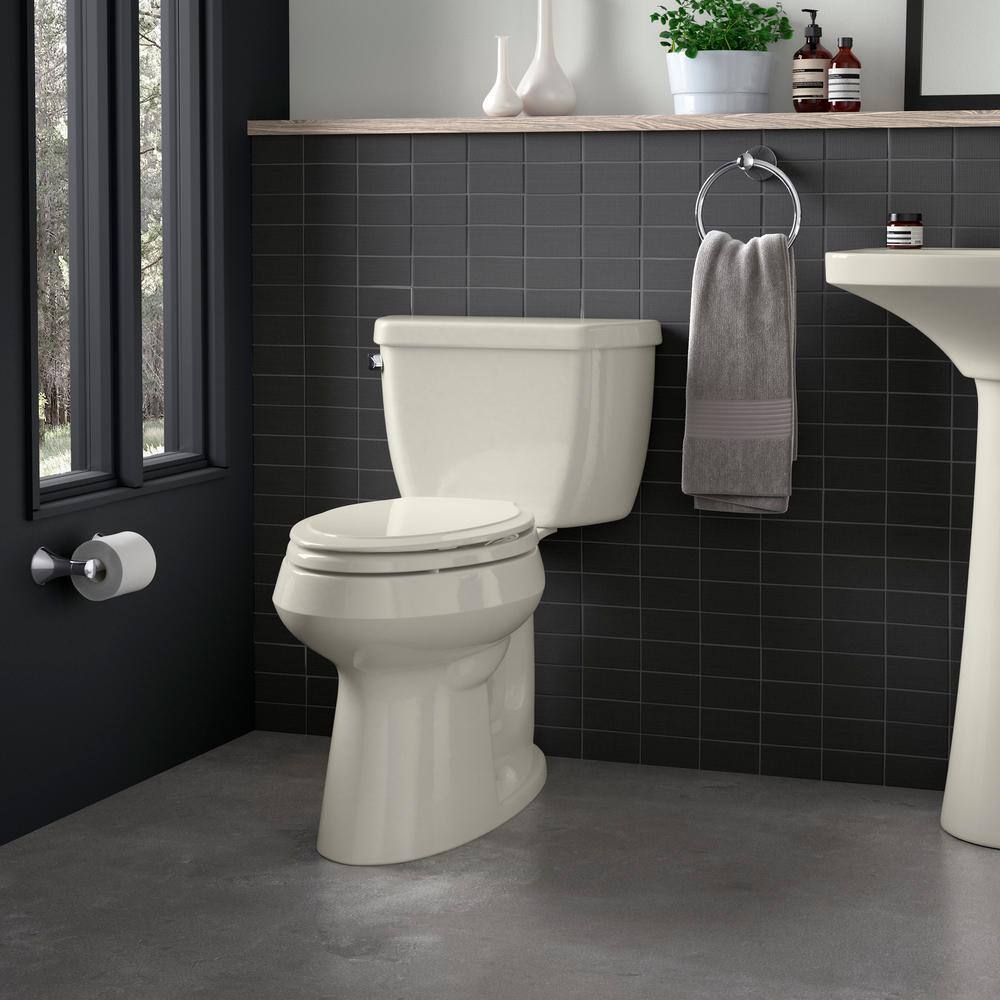 KOHLER Highline 2-piece 1.28 GPF Single Flush Elongated Toilet in Biscuit Seat Not Included K-3658-96