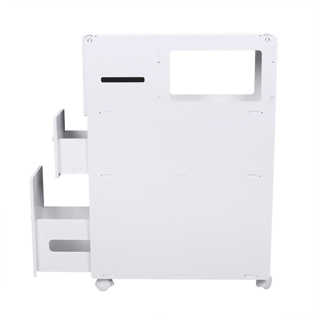 ANQIDI Toilet Side Cabinet, PVC White Low Cabinet Movable Narrow Cabinet Floor-To-Ceiling Bathroom Cabinet 20.5*6.4*29.5 In