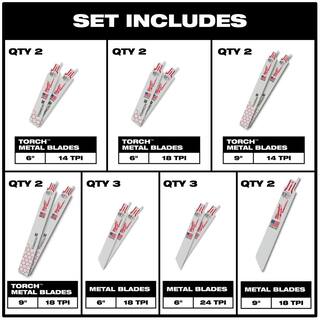 MW Oscillating Multi-Tool Blade Kit with SAWZALL Wood and Metal Cutting Bi-Metal Reciprocating Saw Blade Set (46-Piece) 49-10-9220-49-22-1110-49-22-1216