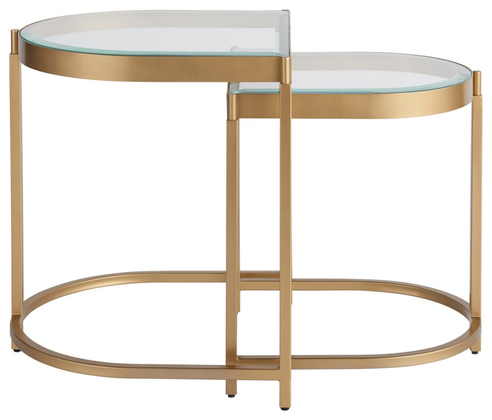 Miranda Kerr Editorial Metal End Table With Glass Top  Gold   Contemporary   Side Tables And End Tables   by Universal Furniture Company  Houzz