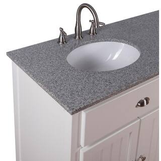 Home Decorators Collection Ridgemore 71 in. W x 22 in. D x 35 in. H Vanity in White with Granite Vanity Top in Grey with White Sink MD-V1768