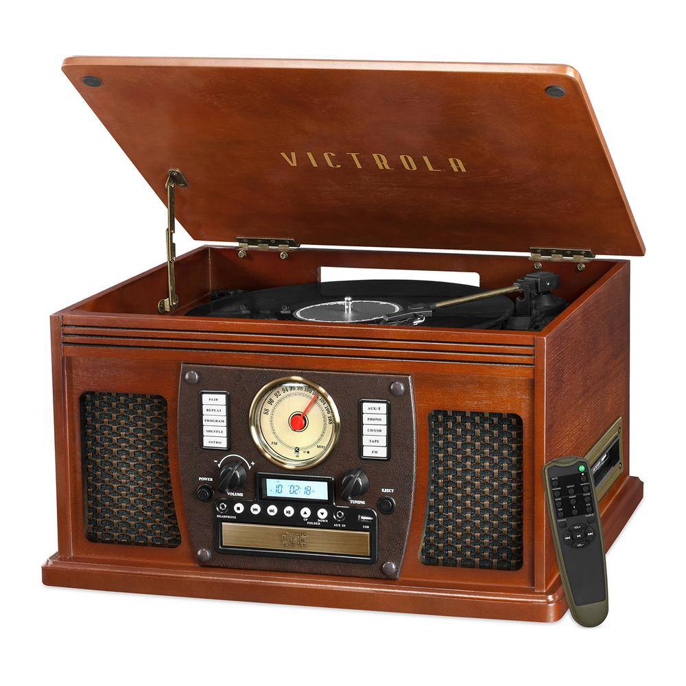 Victrola Navigator 8-in-1 Classic Bluetooth Record Player with USB Encoding and 3-speed Turntable VTA-600B MH