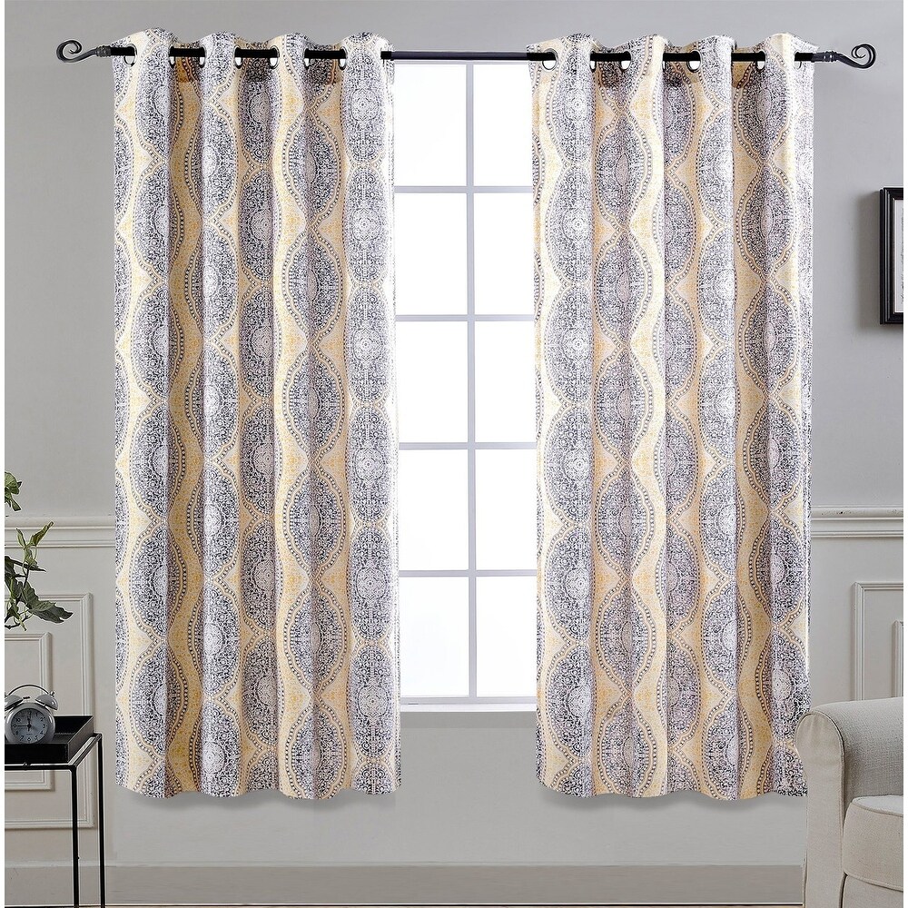 DriftAway Adrianne Pastel Damask Room Darkening Curtain Panel Pair