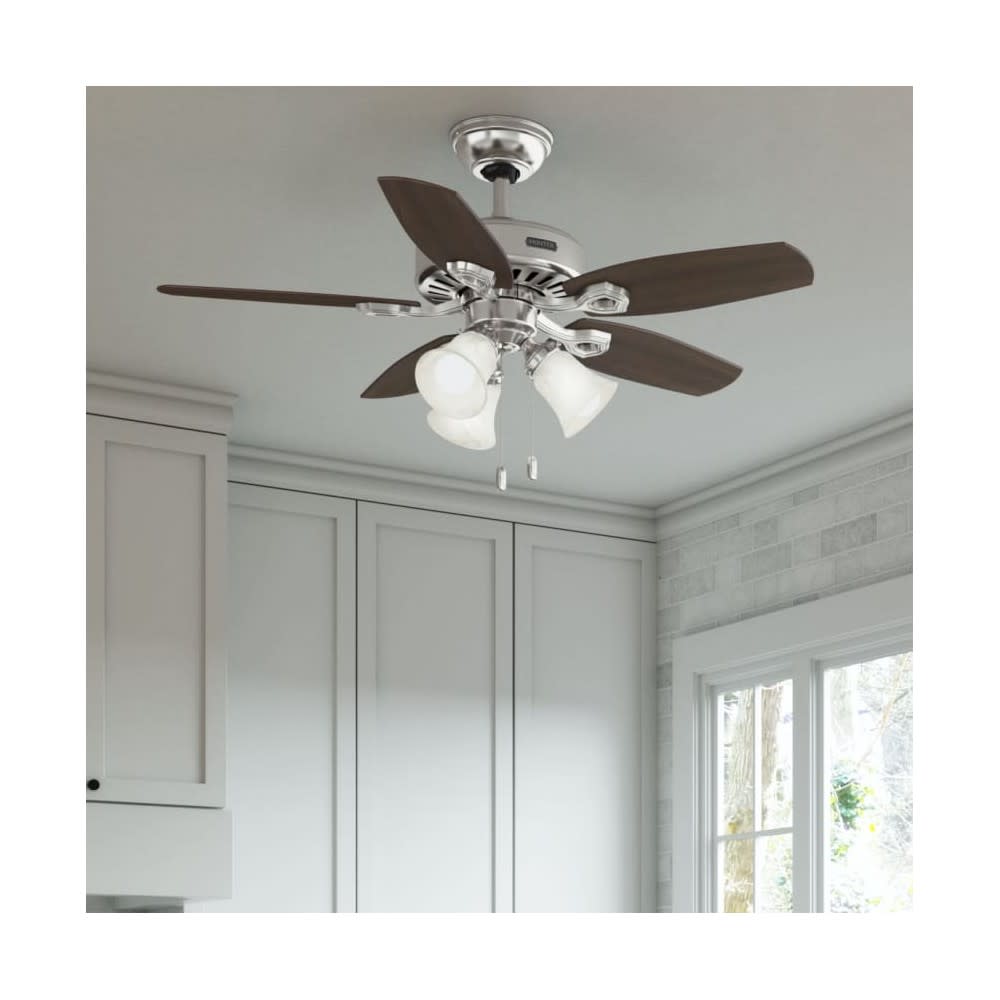 Hunter Builder Ceiling Fan 42 Brushed Nickel Brazilian Cherry ;