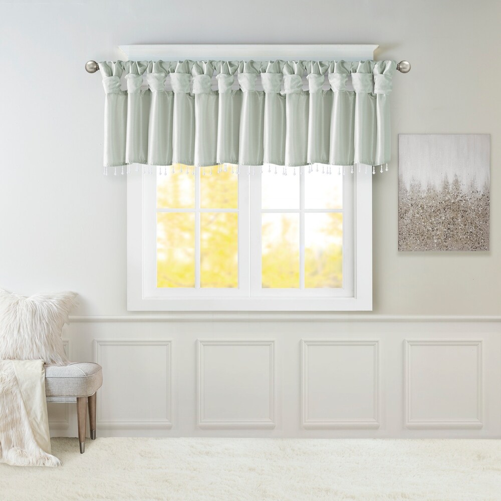 Madison Park Natalie Lightweight Faux Silk Valance with Beads   50x26\