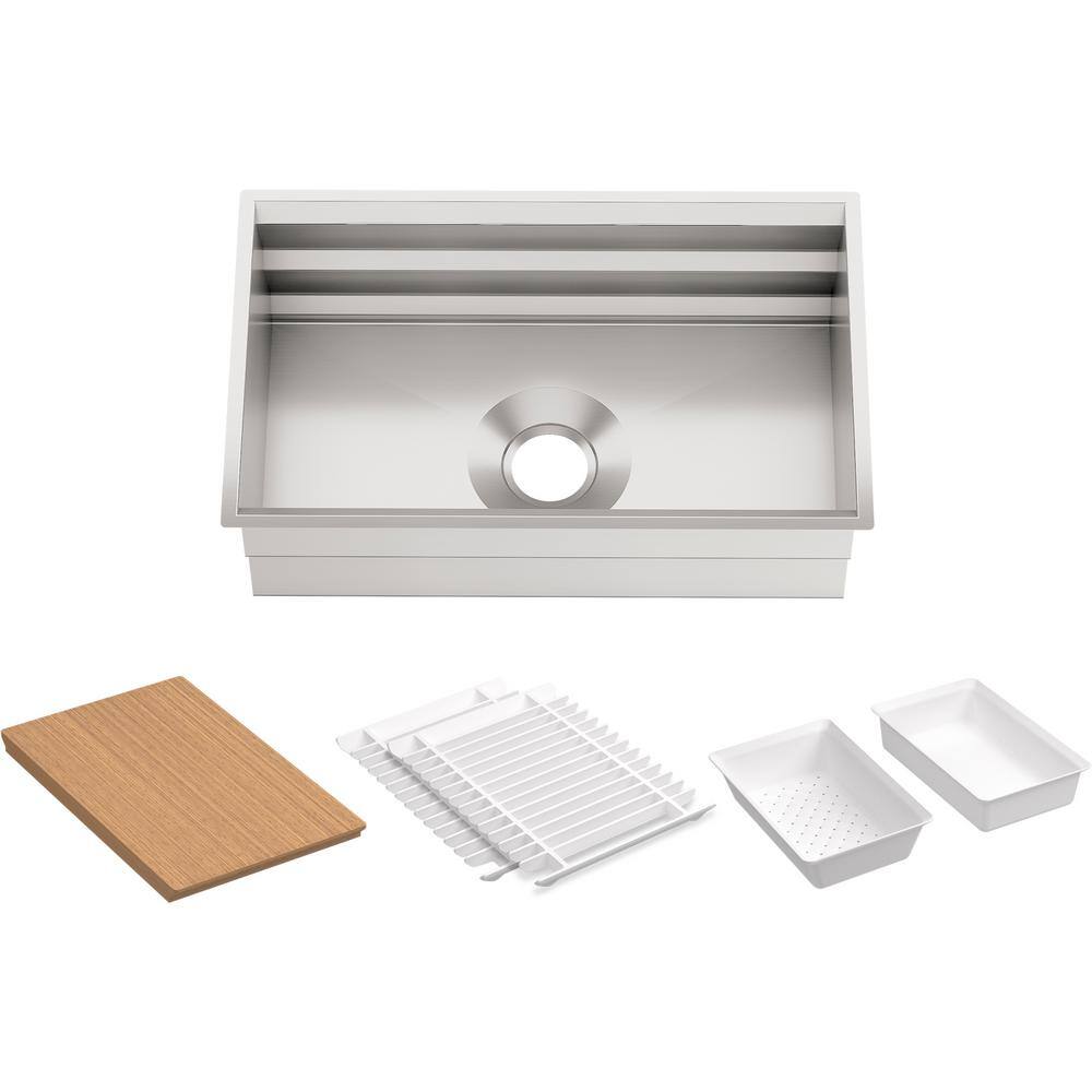 KOHLER Prolific Undermount Stainless Steel 29 in. L Single Bowl Kitchen Sink K-23651-NA