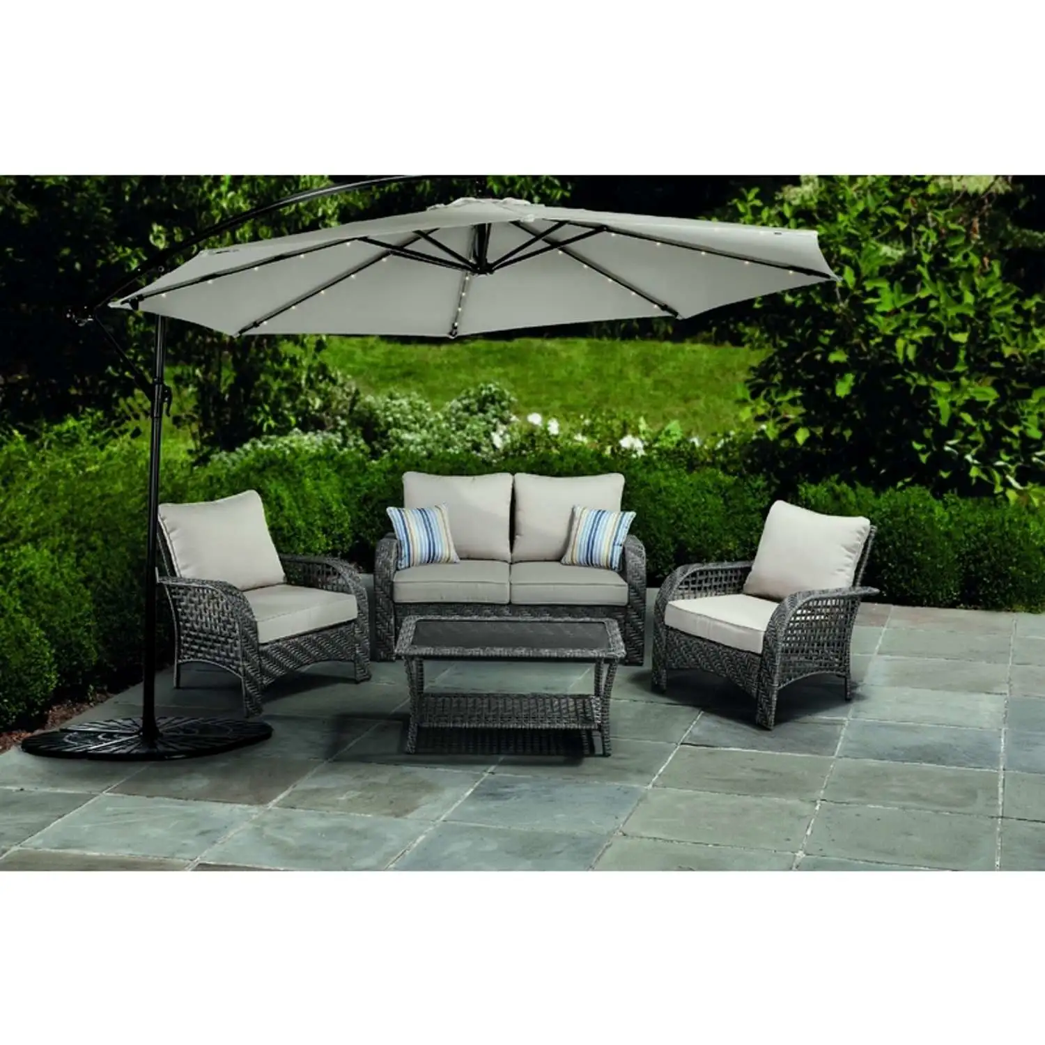 Willow 4 pc Gray Steel Patio Set Beige