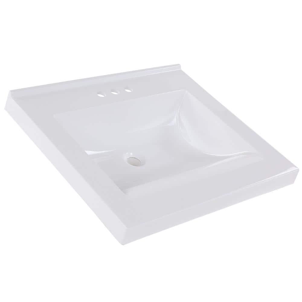 Home Decorators Collection 25 in W x 22 in D Cultured Marble Vanity Top in White with Integrated Sink