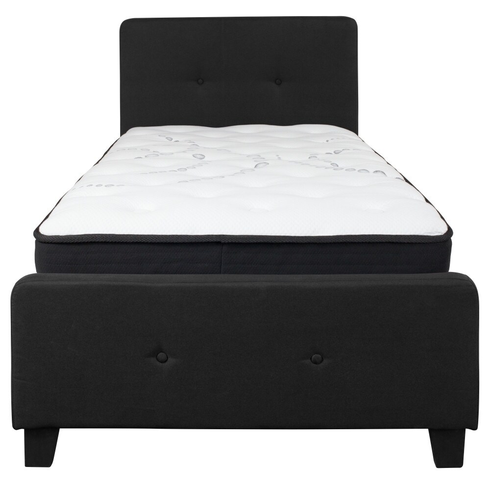 Button Tufted Upholstered Platform Bed with Pocket Spring Mattress