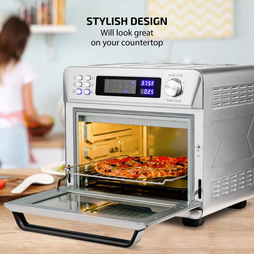 OVENTE 1700-Watt Stainless Steel Digital Countertop Multi-Function Air Fryer Rotisserie Convection Oven and Dehydrator OFD4025BR