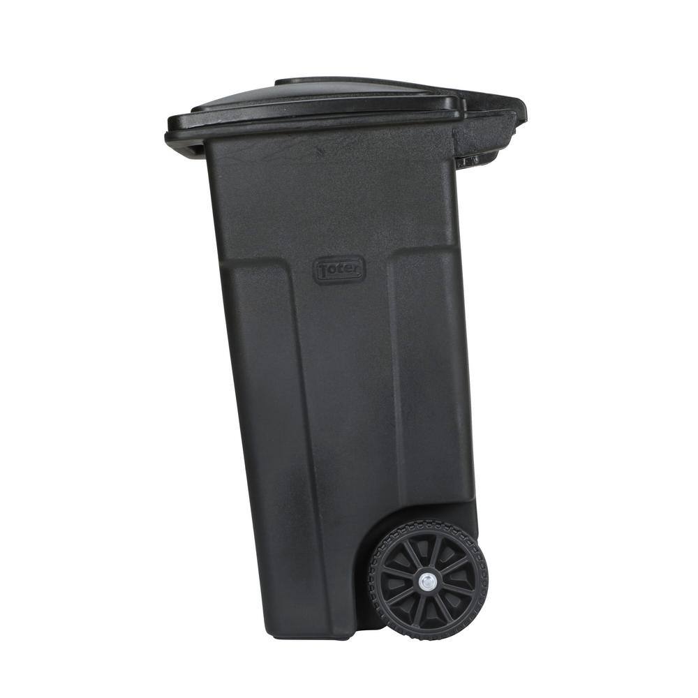 Toter 32 Gallon Black Rolling Outdoor GarbageTrash Can with Wheels and Attached Lid 79232-R2200