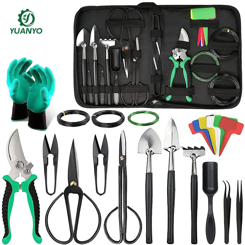 DD2027  In Stock 24pcs/set Garden Kit Suitable for Beginners Planting Heavy Duty Hand Tool with Case Gardening Bonsai Tool Set