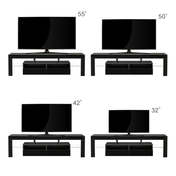 63''L Entertainment Center Cabinet RGB LED Lights TV Stand with 2 Storage Drawers and 7 Shelves(2 Side Glass Shelf Include)