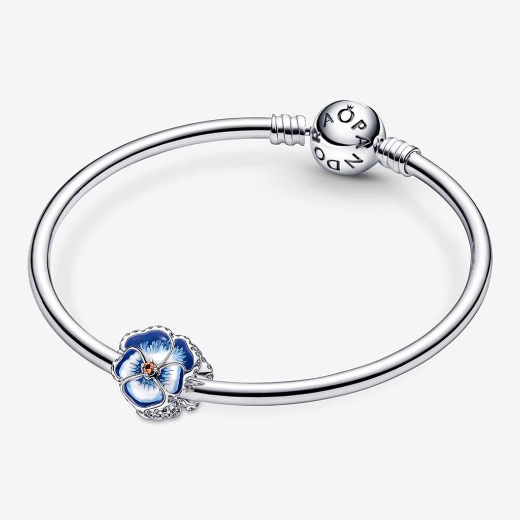 PANDORA  Blue Pansy Flower Charm