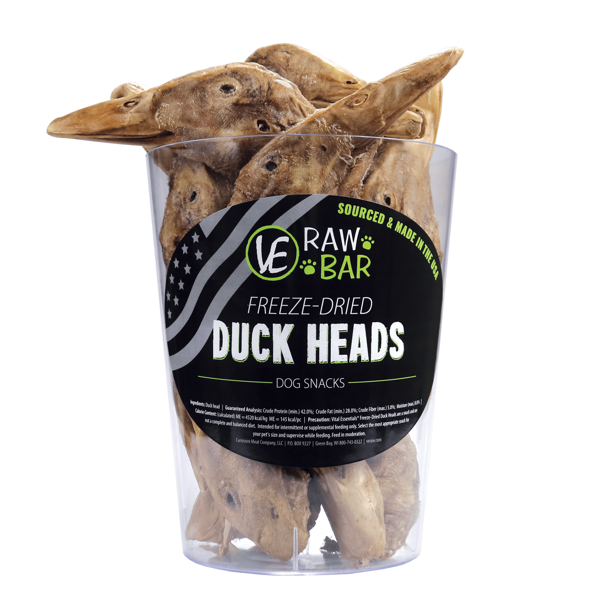 Vital Essentials Bulk Heads Duck Raw Bar Freeze Dried Dog Treats