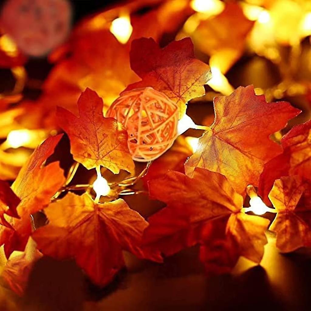 Fall Decoration 20 Led Artificial Leaves Maple Leaves Falling Garland String Light Decor Halloween Xmas