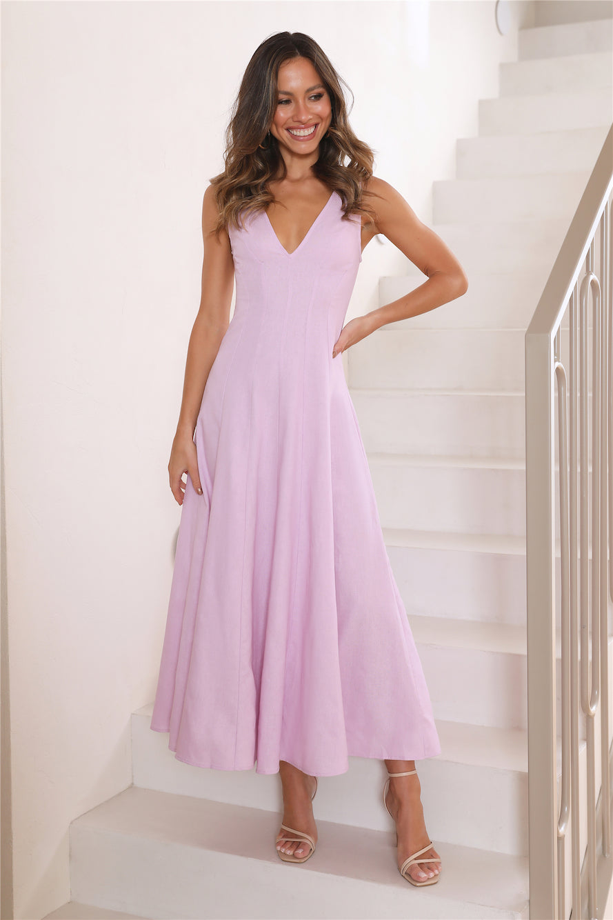 Dusk Soiree Midi Dress Lilac