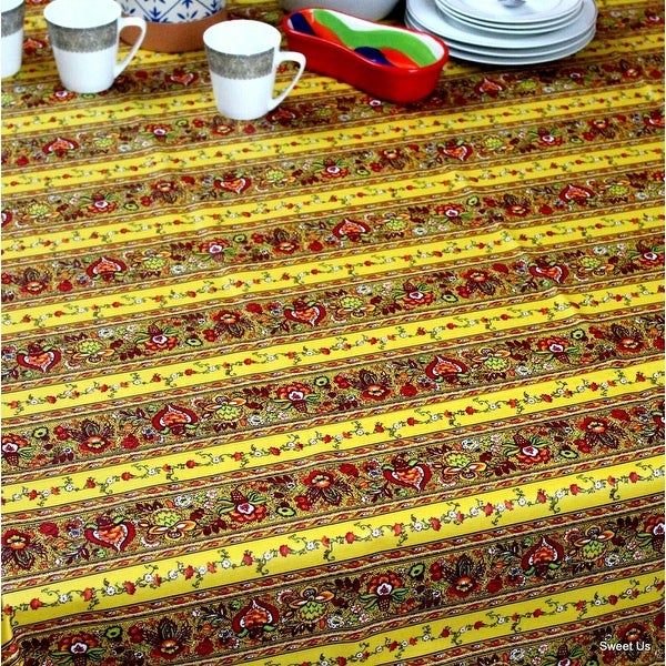 Wipeable Tablecloth Spill Resistant Cotton French Indienne Fleur