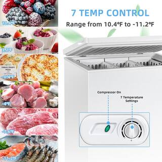 Costway Chest Freezer 5.2 cu. ft. Top Freezer Built-In and Standard Refrigerator with Upright Single Door and 3-Baskets in White FP10052WL-WH