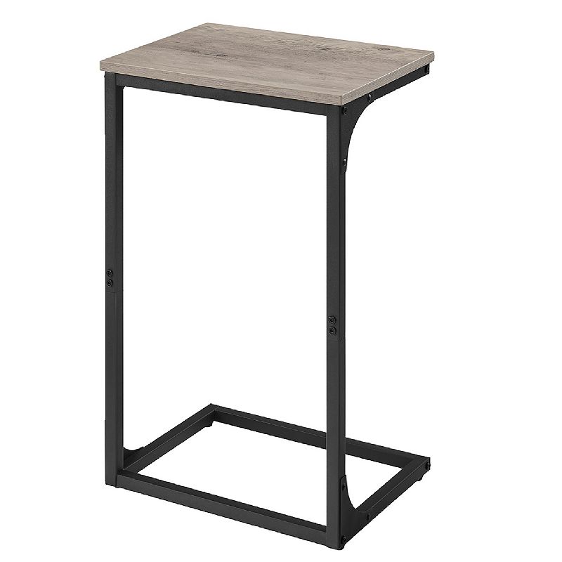 Industrial C-shaped Side Table With Metal Frame