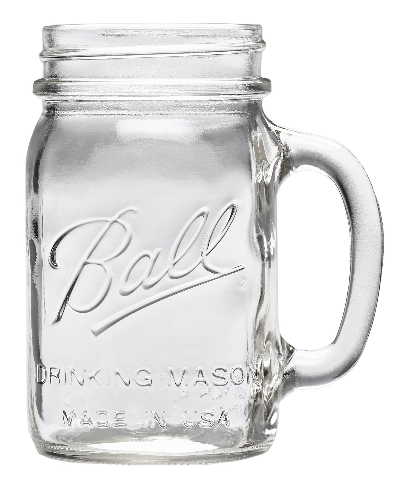 BALL Regular Mouth Mason Jar Drink Mugs， 16.oz， 4-count