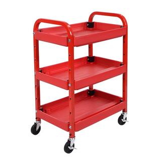 Luxor 22 in. 3 Shelf Adjustable Utility Cart in Red ATC332