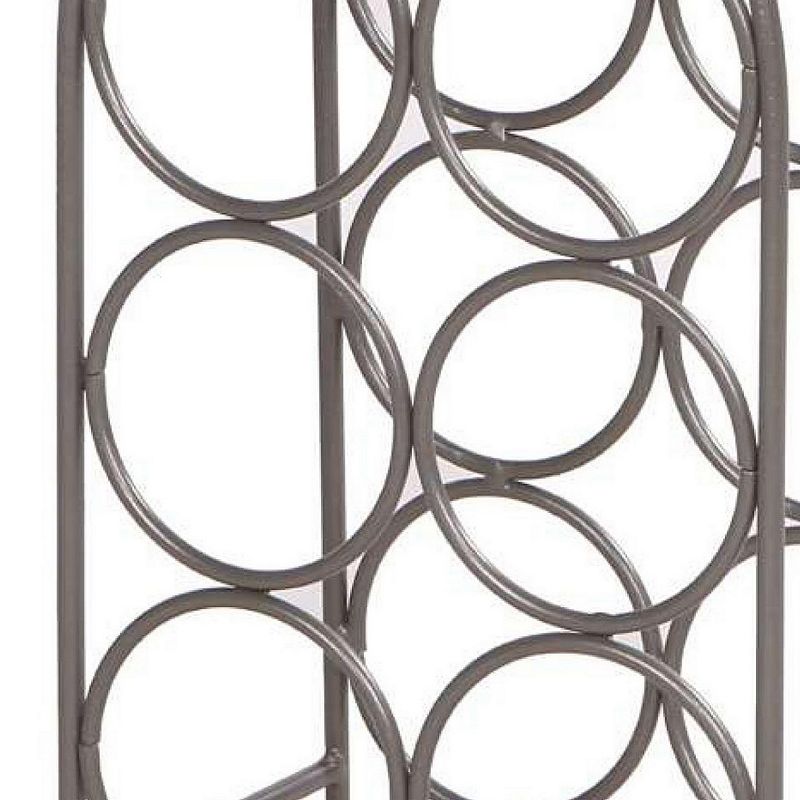 20 Inch Industrial Wine Rack Holder， Arched Iron Frame， 6 Bottle Storage， Gunmetal Gray