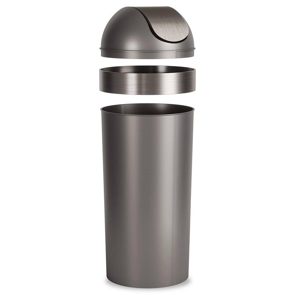 Swing-Top 16.5-Gal. Kitchen Trash Large Garbage Can for Indoor Outdoor or Commercial Use Pewter PU7MQG9N1Y