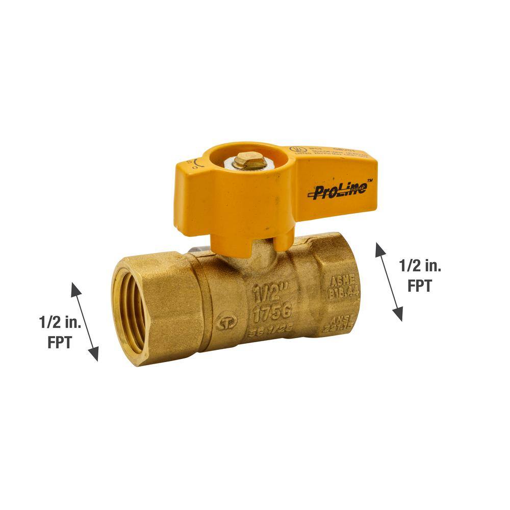 ProLine Series 12 in. Brass FPT 2-Piece Gas Valve 110-223HN