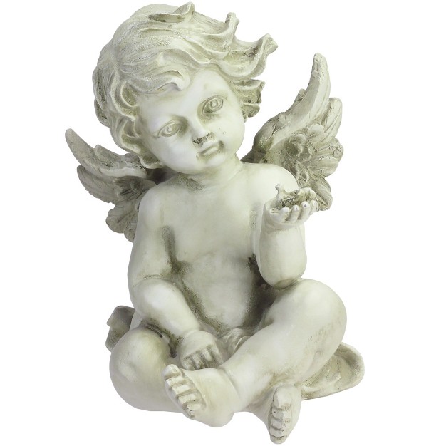 Cherub Angel With Baby Bird Outdoor Garden Statue