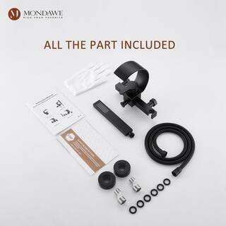 Mondawe Luxury C Single Handle Shower Tub Kit 2-Spray Waterfall Tub Spout and Handheld Shower Faucet Wall Mounted in Matte Black WF-5525-B