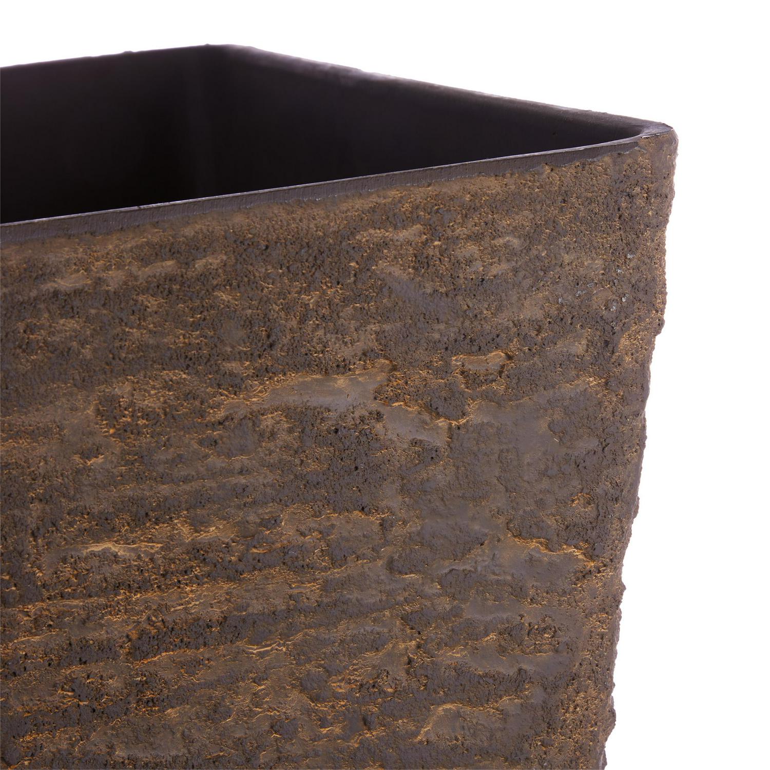 Alpine Corporation 16  x 17  StoneLook Planters Brown Set of 2  Crowdfused